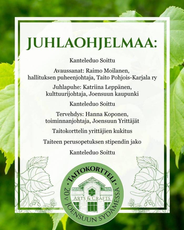Taitokortteli 20 syntymäpäiväjuhlan ohjelma